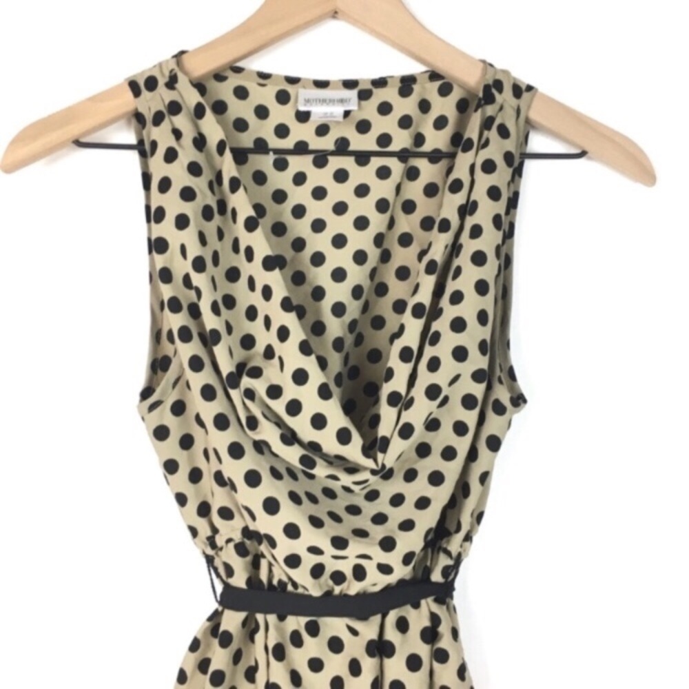 MOTHERHOOD MATERNITY Top Blouse Dot Cowl Sleeveless Lightweight Waist Tie Medium - Picture 4 of 9